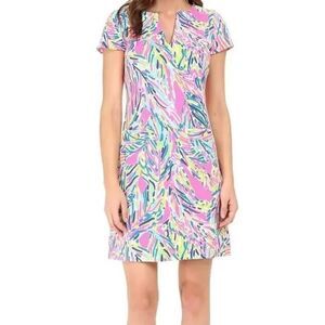Lilly Pulitzer Layton Shift Dress Women's Size Large Multi-Colored Palm Reader
